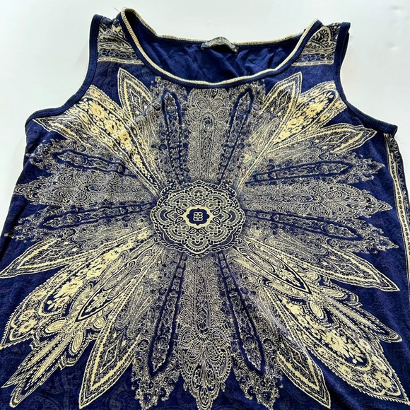 Vanilla Sugar Tops - Vanilla Sugar Blue and Cream Mandala design Tank Top